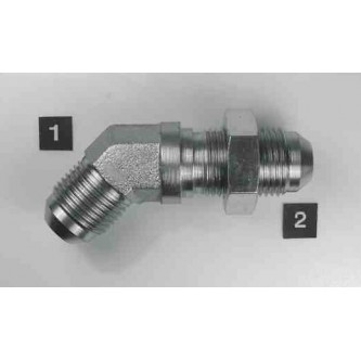 2702LN-08-08, Hydraulic Adapters, Elbow, 45Â°, Male, Bulkhead, JIC, 3/4-16, 3/4-16   