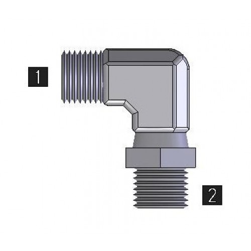 5700-12-12, Hydraulic Adapters, Elbow, 90Â°, Male, Swivel, Pipe (NPTF), 3/4-14, 3/4-14   