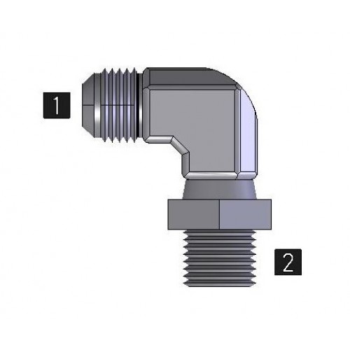 5701-06-04, Hydraulic Adapters, Elbow, 90Â°, Male, Swivel, JIC-Pipe (NPTF), 9/16-18, 1/4-18   