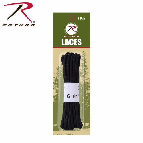 7258 Black Shoe Boot Laces Pair Various Length Rothco[61 inch] CSE