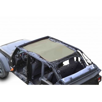 Jeep Wrangler JL, 4 Door, TeddyÂ® Top, Solar Screen, 2018-Present.  Tan. Made in the USA.