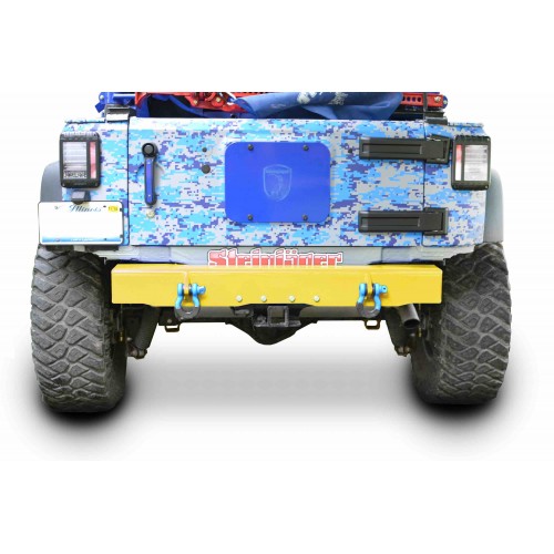 Jeep Wrangler, JK 2007-2018, Rear Bumper with D-Ring Mounts.  Lemon Peel. Made in the USA.
