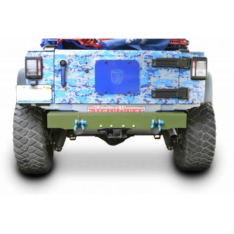 Jeep Wrangler, JK 2007-2018, Rear Bumper with D-Ring Mounts.  Locas Green. Made in the USA.
