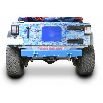 Jeep Wrangler, JK 2007-2018, Rear Bumper with D-Ring Mounts.  Playboy Blue. Made in the USA.