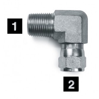 6501-06-06, Hydraulic Adapters, Elbow, 90Â°, Male-Female, Swivel, Pipe (NPTF)-JIC, 3/8-18, 9/16-18   