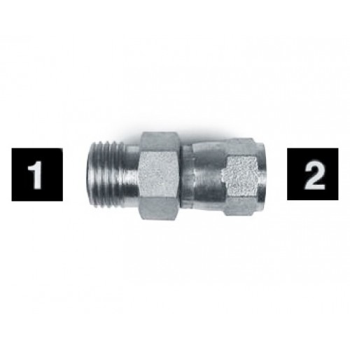 FS6402-04-04, Hydraulic Adapters, Union, Male-Female, Swivel, OFS-JIC, 7/16-20, 9/16-18   