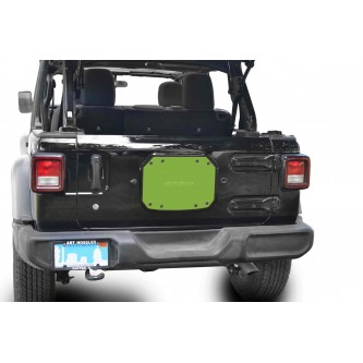 Jeep JL, 2018 - Present, Spare Tire Carrier Delete Plate, Gecko Green. Made in the USA.