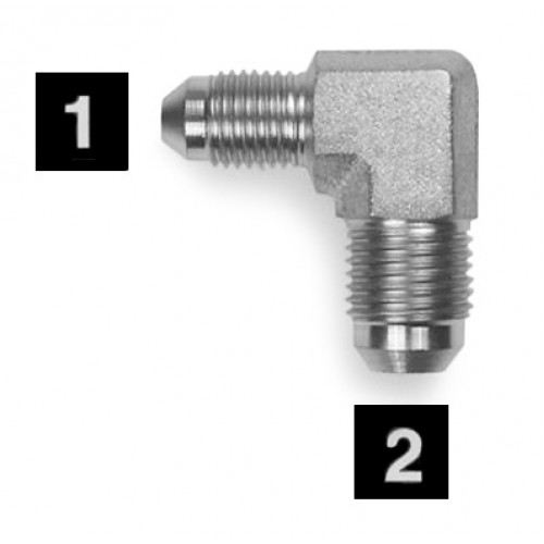 2500-04-04, Hydraulic Adapters, Elbow, 90Â°, Male, JIC, 7/16-20, 7/16-20   