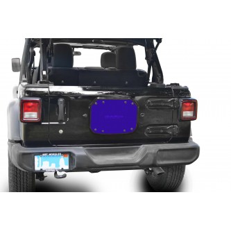 Jeep JL, 2018 - Present, Spare Tire Carrier Delete Plate, Southwest Blue. Made in the USA.