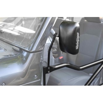 For Jeep JT Gladiator Door Mirror Kit, 2019 to present. Jeep side mirror for Jeep JT Gladiator with tubular doors. Bare Metal. Made in the USA.