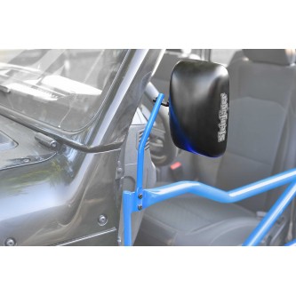 For Jeep JL Wrangler Door Mirror Kit, 2018 to present. Jeep side mirror for Jeep JL Wrangler with tubular doors. Playboy Blue. Made in the USA.