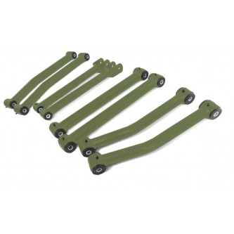 Jeep JK, 2007-2018, Full Control Arm Kit, 8 Control Arms, Fixed Length (2.5-4.0 inch Lift). Locas Green.  Made in the USA.