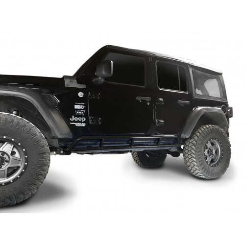 Fits Jeep Wrangler JLU, 2018 to Present, 4 Door Rock Slider Kit. Powder Coated Black, Made in the USA