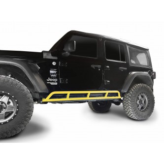 Fits Jeep Wrangler JLU, 2018 to Present, 4 Door Rock Slider Kit. Powder Coated Lemon Peel, Made in the USA