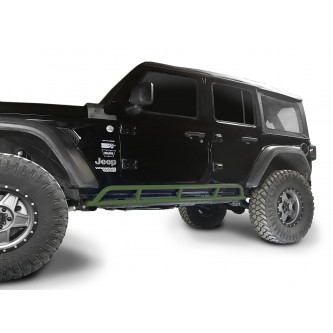Fits Jeep Wrangler JLU, 2018 to Present, 4 Door Rock Slider Kit. Powder Coated Locas Green, Made in the USA