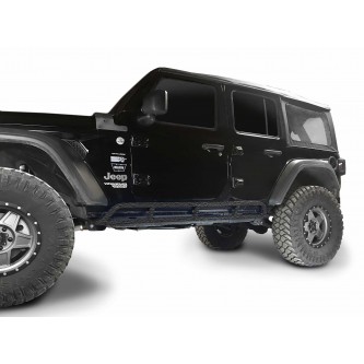 Fits Jeep Wrangler JLU, 2018 to Present, 4 Door Rock Slider Kit. Powder Coated Texturized Black, Made in the USA