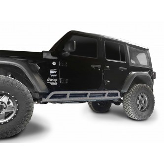 Fits Jeep Wrangler JLU, 2018 to Present, 4 Door Rock Slider Kit. Powder Coated Gray Hammertone, Made in the USA