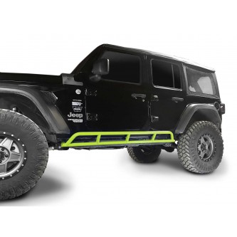 Fits Jeep Wrangler JLU, 2018 to Present, 4 Door Rock Slider Kit. Powder Coated Gecko Green, Made in the USA