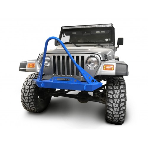 Fits Jeep Wrangler TJ 1997-2006.  Front Bumper with Stinger. Playboy Blue.  Made in the USA