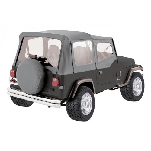 CT20009 Crown Rough Trail Gray Denim Complete Soft Top- Jeep Wrangler YJ 1987-1995 With Half Steel D