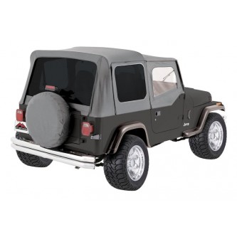 CT20009T Crown Rough Trail Gray Denim Complete Soft Top With Tinted Windows- Jeep Wrangler YJ 1987-1995