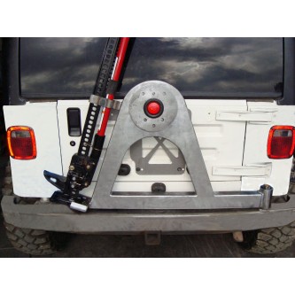 JRB900YJPC- M.O.R.E. Rock Proof Black Rear Bumper With Tire Carrier Jeep Wrangler YJ 1987-1995