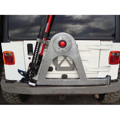 JRB900YJPC- M.O.R.E. Rock Proof Black Rear Bumper With Tire Carrier Jeep Wrangler YJ 1987-1995