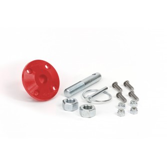 Daystar Truck Accessories Hood Pin Kit; Red; Single; Includes Polyurethane Isolator; Pin; Spring Clip; and Related Hardware, Hood Pin Kit; Red