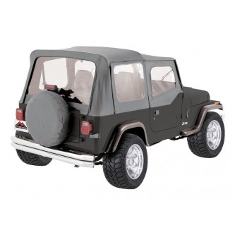 RT10009 Crown Rough Trail OE Style Gray Replacement Soft Top- Jeep Wrangler YJ 1988-1995 With Half S